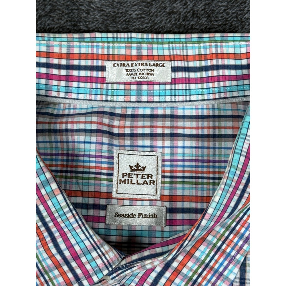 Peter Millar Seaside Finish Plaid Button Down Shirt XXL Mens Cotton - Picture 2 of 6